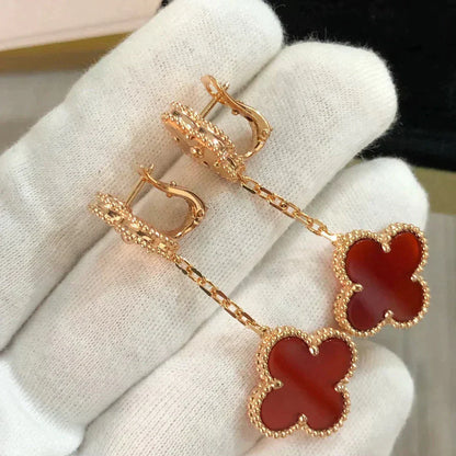 [Mystic Crown]CLOVER 2 MOTIF  LASER CARNELIAN EARRINGS