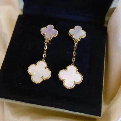 [Mystic Crown]CLOVER 2 MOTIF WHITE MOP EARRINGS