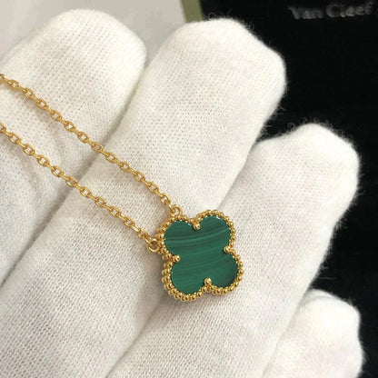 [Mystic Crown]CLOVER 15MM MALACHITE SINGLE FLOWER  NECKLACE