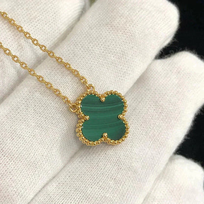 [Mystic Crown]CLOVER 15MM MALACHITE SINGLE FLOWER  NECKLACE