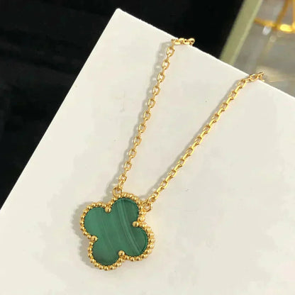 [Mystic Crown]CLOVER 15MM MALACHITE SINGLE FLOWER  NECKLACE