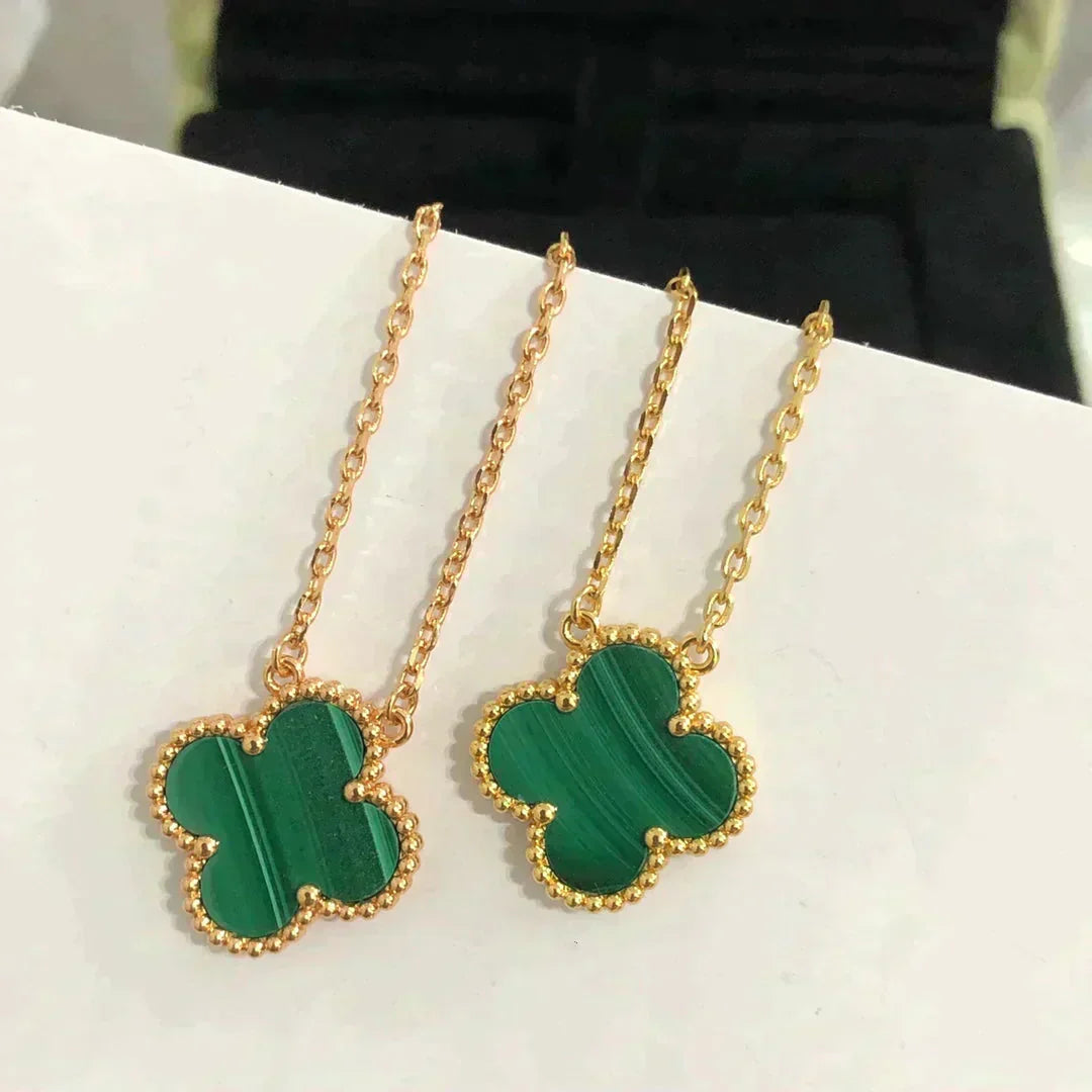[Mystic Crown]CLOVER 15MM MALACHITE SINGLE FLOWER  NECKLACE
