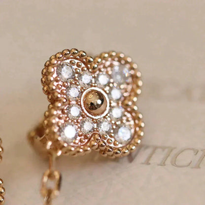 [Mystic Crown]CLOVER MEDIUM 1 MOTIFS FUll DIAMOND EARRINGS