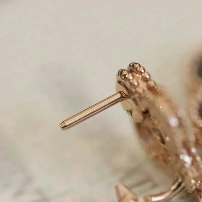 [Mystic Crown]CLOVER MEDIUM 1 MOTIFS FUll DIAMOND EARRINGS