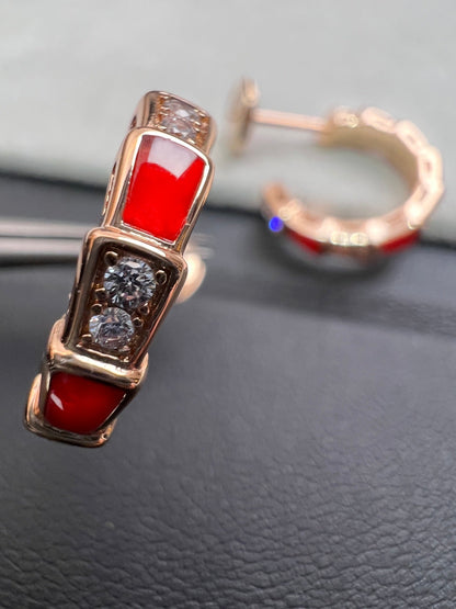 [Mystic Crown]SERPENTI CARNELIAN PINK GOLD EARRINGS