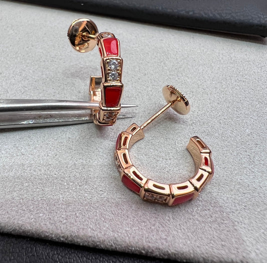 [Mystic Crown]SERPENTI CARNELIAN PINK GOLD EARRINGS