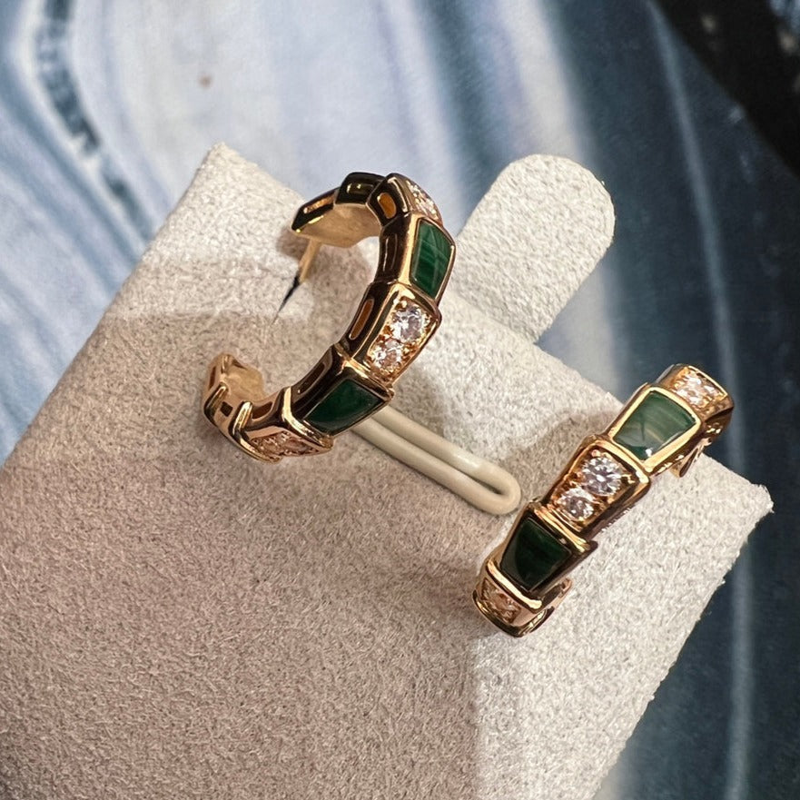 [Mystic Crown]SERPENTI MALACHITE PINK GOLD EARRINGS