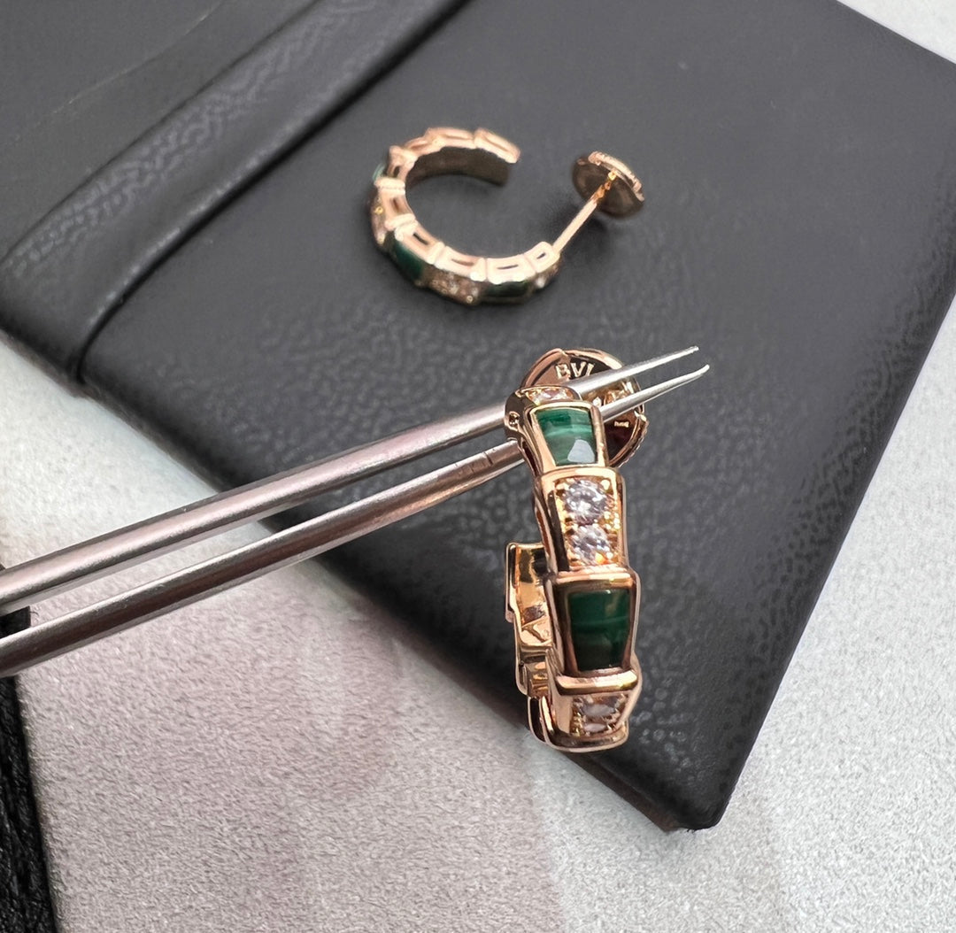 [Mystic Crown]SERPENTI MALACHITE PINK GOLD EARRINGS