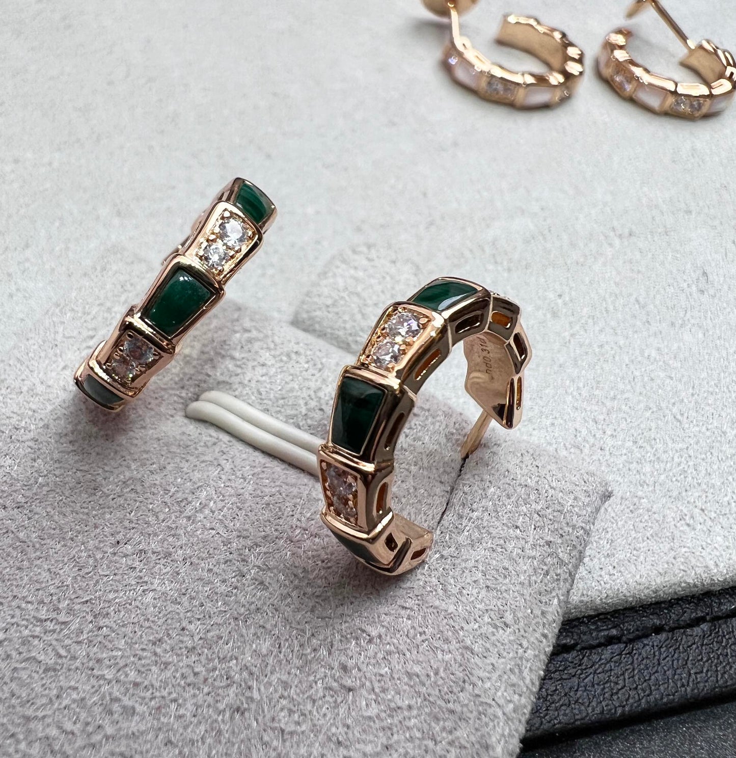 [Mystic Crown]SERPENTI MALACHITE PINK GOLD EARRINGS