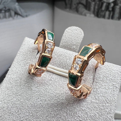 [Mystic Crown]SERPENTI MALACHITE PINK GOLD EARRINGS