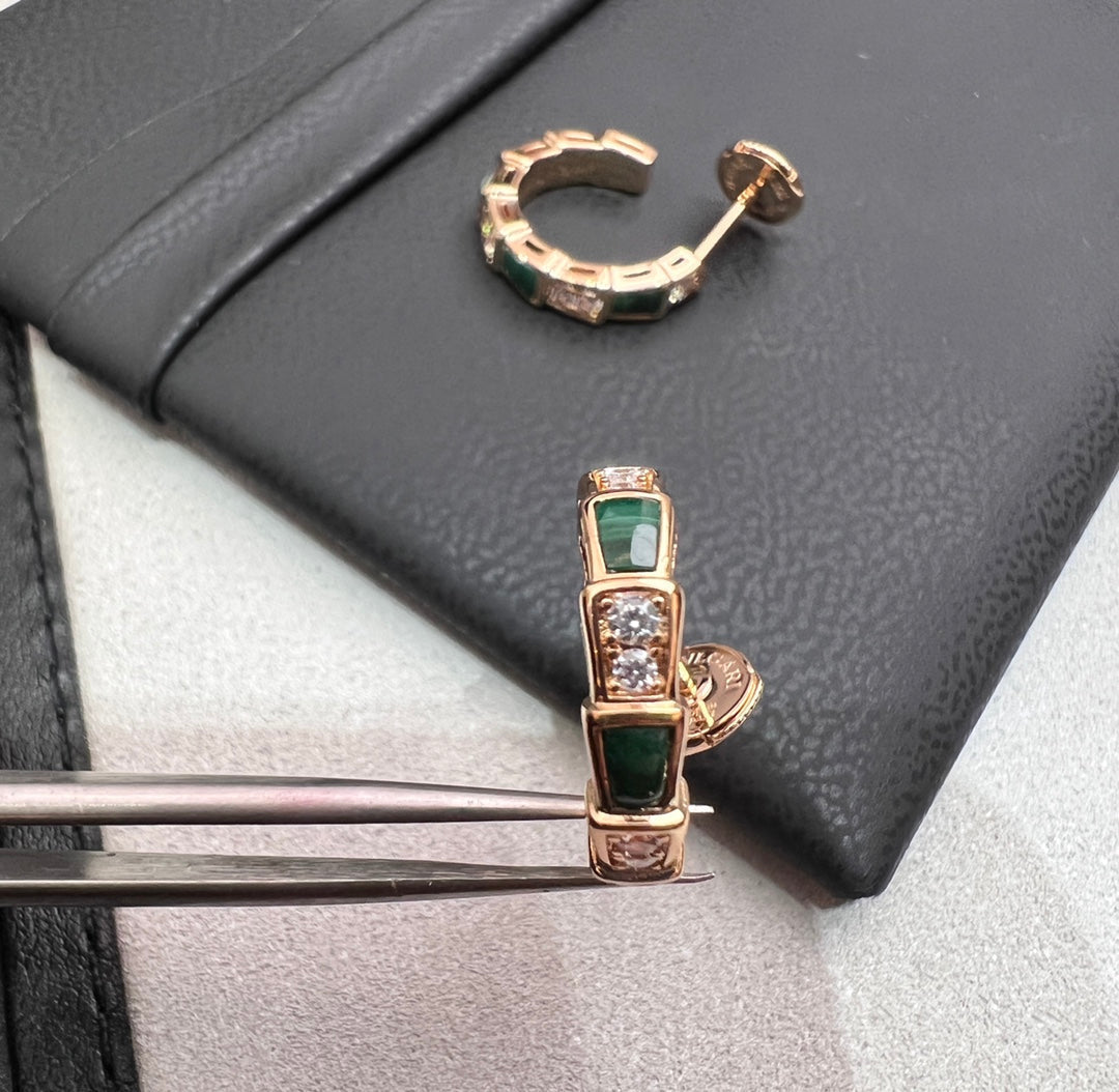 [Mystic Crown]SERPENTI MALACHITE PINK GOLD EARRINGS