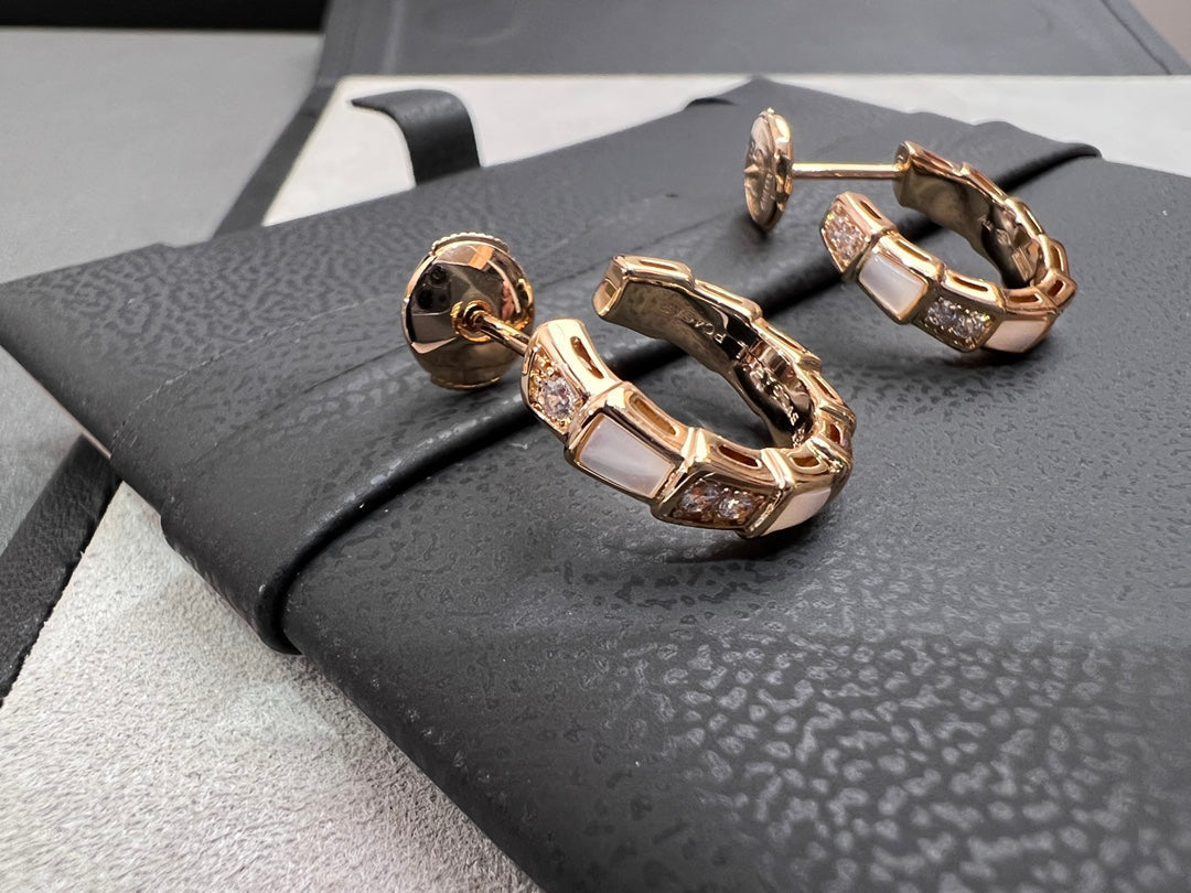 [Mystic Crown]SERPENTI MOP PINK GOLD EARRINGS