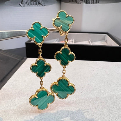 [Mystic Crown]CLOVER MALACHITE 3 MOTIFS GOLD
