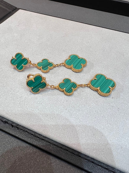 [Mystic Crown]CLOVER MALACHITE 3 MOTIFS GOLD