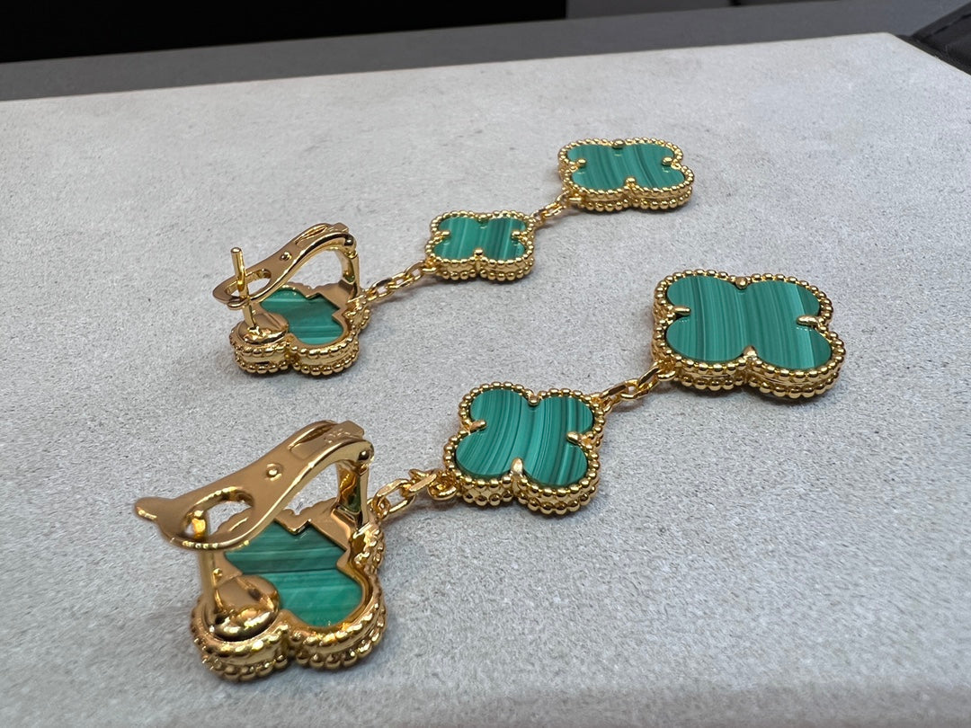 [Mystic Crown]CLOVER MALACHITE 3 MOTIFS GOLD