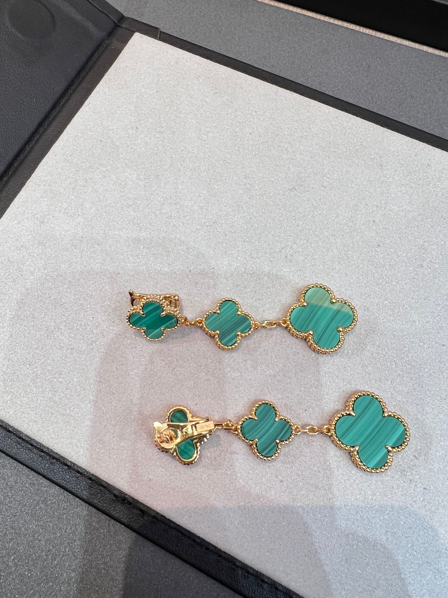 [Mystic Crown]CLOVER MALACHITE 3 MOTIFS GOLD