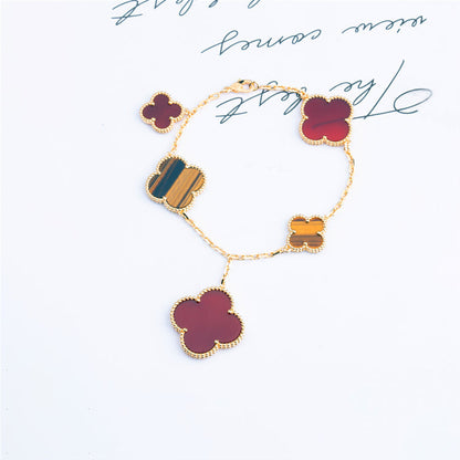 [Mystic Crown]CLOVER BRACELET 5 MOTIFS CARNELIAN TIGER EYE