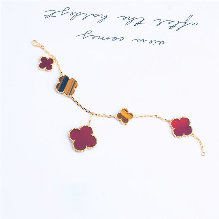 [Mystic Crown]CLOVER BRACELET 5 MOTIFS CARNELIAN TIGER EYE