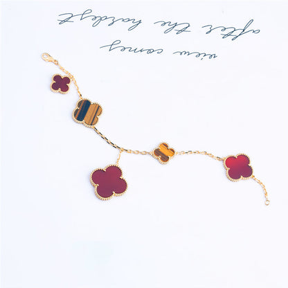 [Mystic Crown]CLOVER BRACELET 5 MOTIFS CARNELIAN TIGER EYE