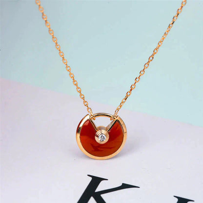 [Mystic Crown]AMULETTE GOLD CARNELIAN ONYX NECKLACE