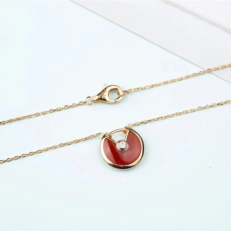 [Mystic Crown]AMULETTE GOLD CARNELIAN ONYX NECKLACE