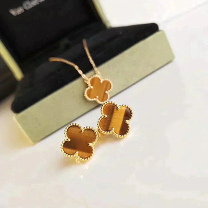[Mystic Crown]CLOVER MEDIUM 1 MOTIFS TIGER EYE EARRINGS