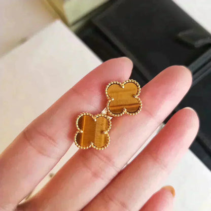 [Mystic Crown]CLOVER MEDIUM 1 MOTIFS TIGER EYE EARRINGS