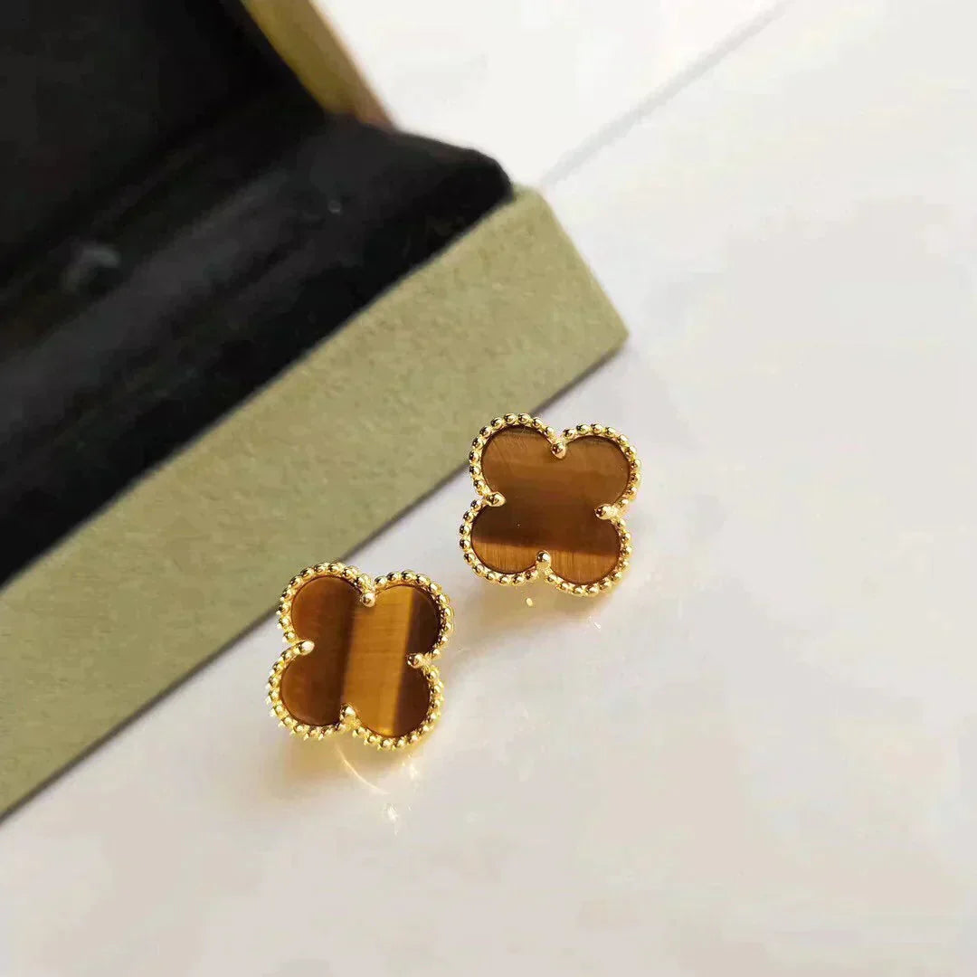 [Mystic Crown]CLOVER MEDIUM 1 MOTIFS TIGER EYE EARRINGS