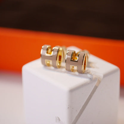 [Mystic Crown]MINI POP H GOLD EARRINGS GREY