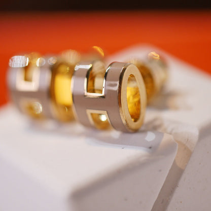 [Mystic Crown]MINI POP H GOLD EARRINGS GREY