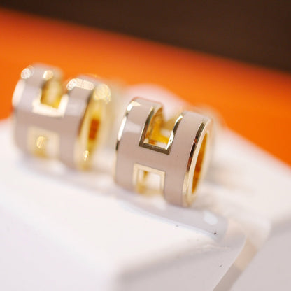 [Mystic Crown]MINI POP H GOLD EARRINGS GREY