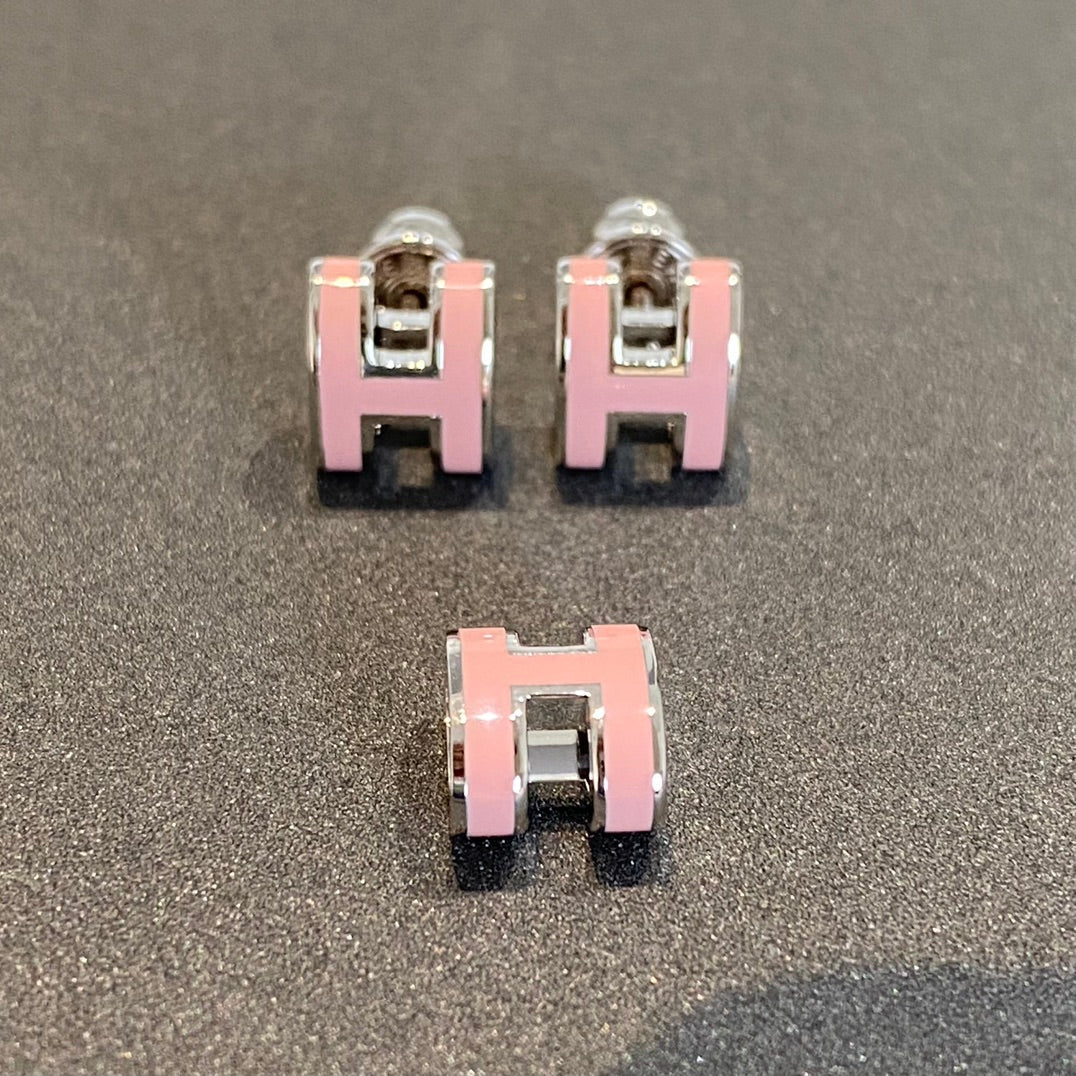 [Mystic Crown]MINI POP H SILVER EARRINGS PINK