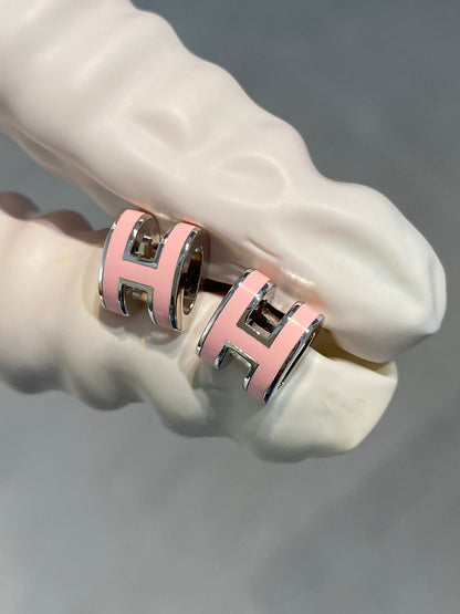 [Mystic Crown]MINI POP H SILVER EARRINGS PINK