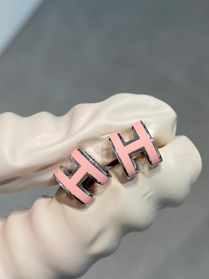 [Mystic Crown]MINI POP H SILVER EARRINGS PINK