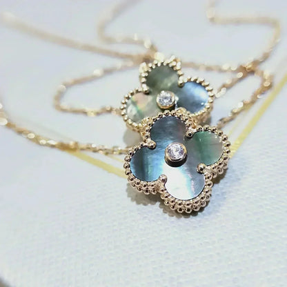 [Mystic Crown]CLOVER 15MM DIAMOND AND MOTHER-OF-GREY NECKLACE