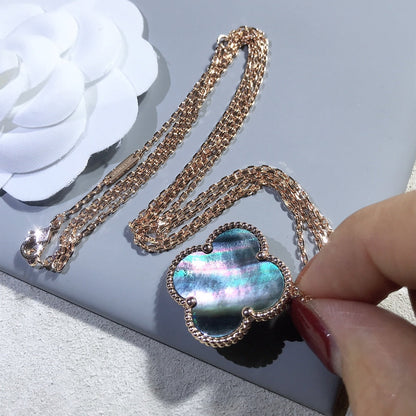 [Mystic Crown]CLOVER 25MM GOLD DARK MOP BIG CLOVER NECKLACE