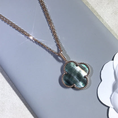 [Mystic Crown]CLOVER 25MM GOLD DARK MOP BIG CLOVER NECKLACE