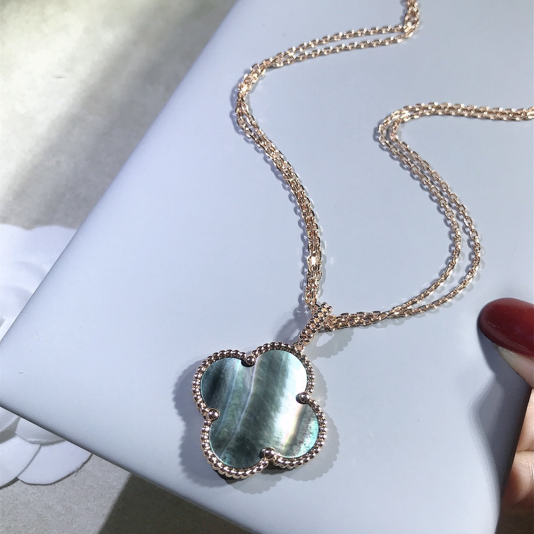 [Mystic Crown]CLOVER 25MM GOLD DARK MOP BIG CLOVER NECKLACE