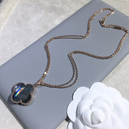 [Mystic Crown]CLOVER 25MM GOLD DARK MOP BIG CLOVER NECKLACE