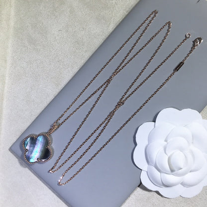 [Mystic Crown]CLOVER 25MM GOLD DARK MOP BIG CLOVER NECKLACE