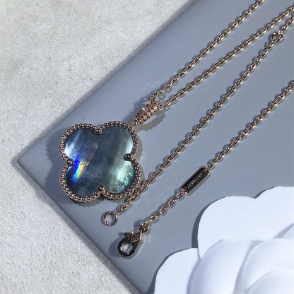 [Mystic Crown]CLOVER 25MM GOLD DARK MOP BIG CLOVER NECKLACE