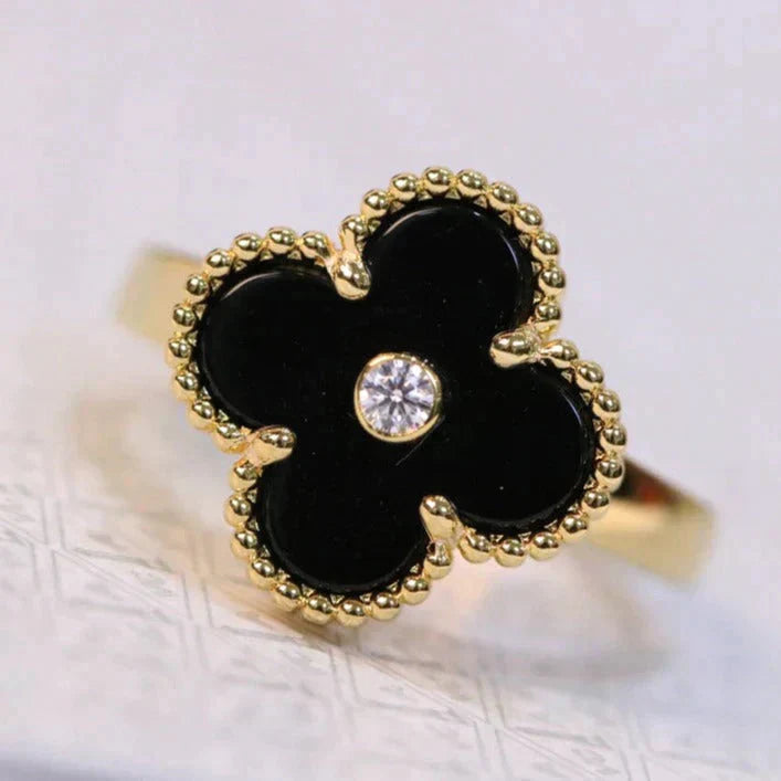 [Mystic Crown]CLOVER ONYX RING GOLD DIAMOND