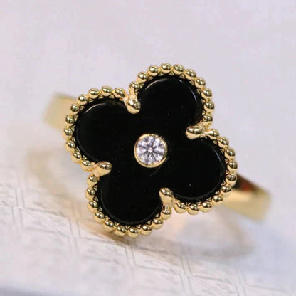 [Mystic Crown]CLOVER ONYX RING GOLD DIAMOND