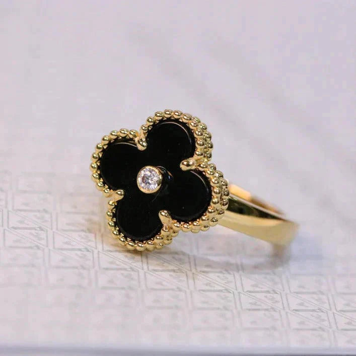 [Mystic Crown]CLOVER ONYX RING GOLD DIAMOND