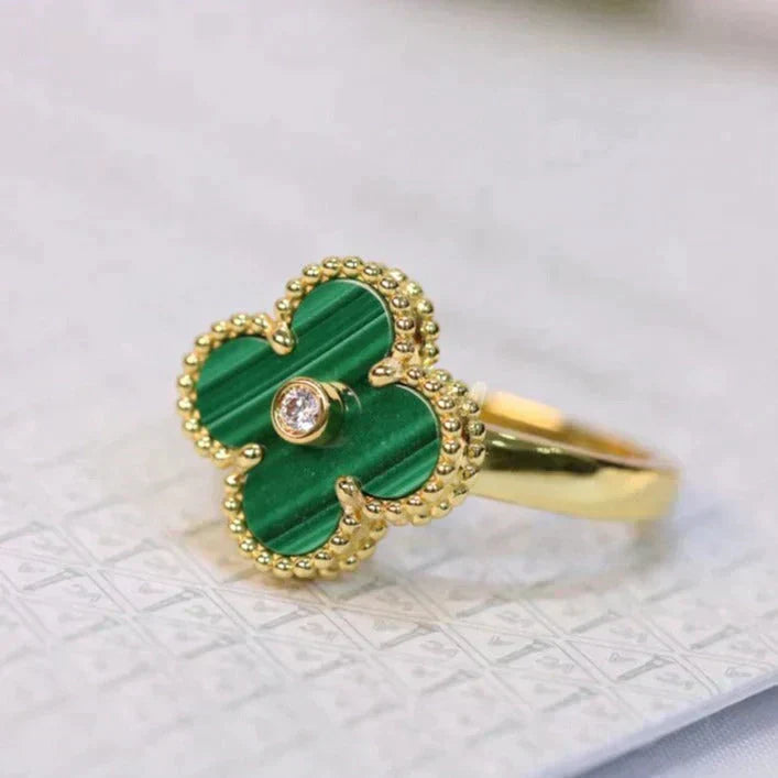 [Mystic Crown]CLOVER MALACHITE RING GOLD DIAMOND