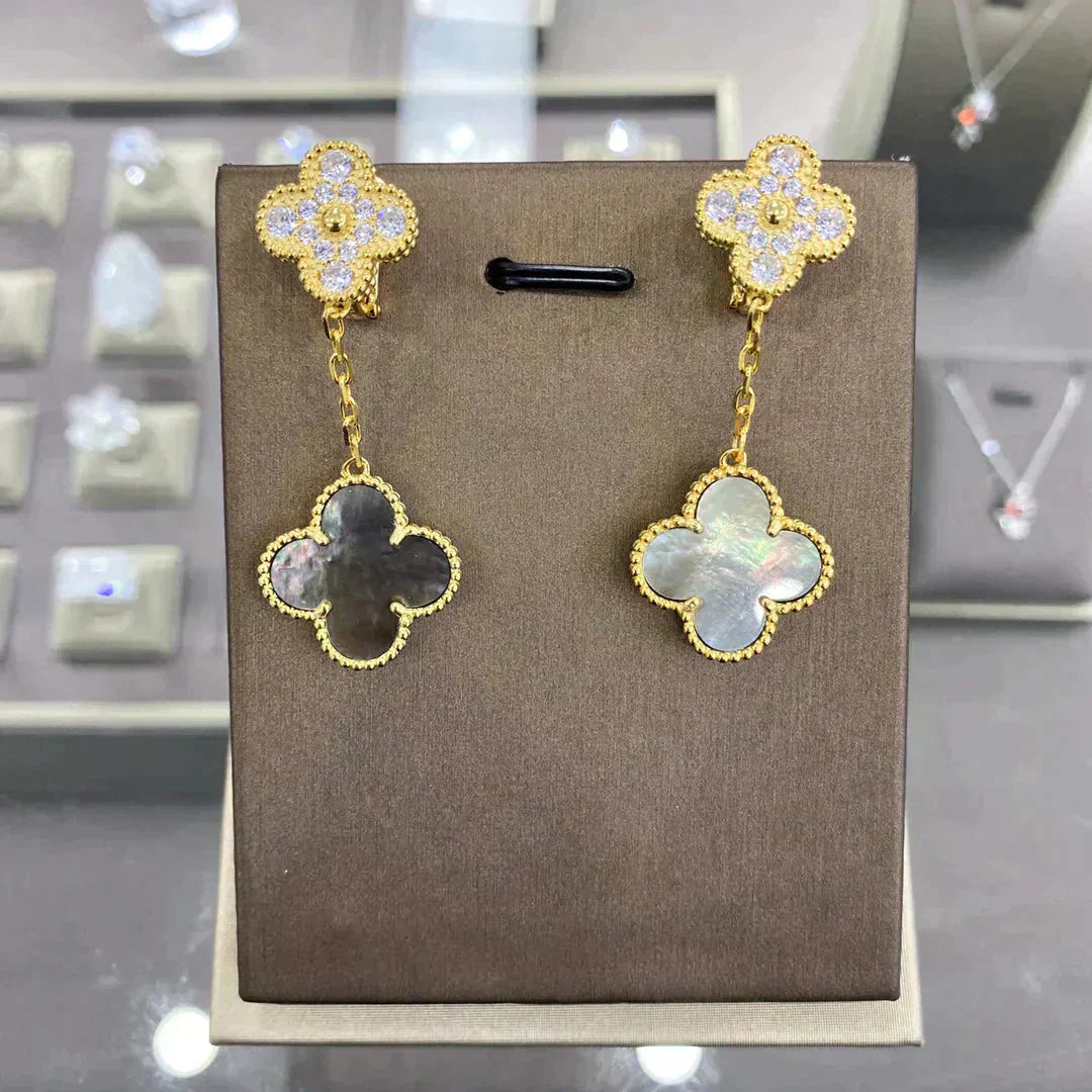 [Mystic Crown]CLOVER  2 MOTIFS  DIAMOND  EARRINGS (MULTIPLE CHOICESç´