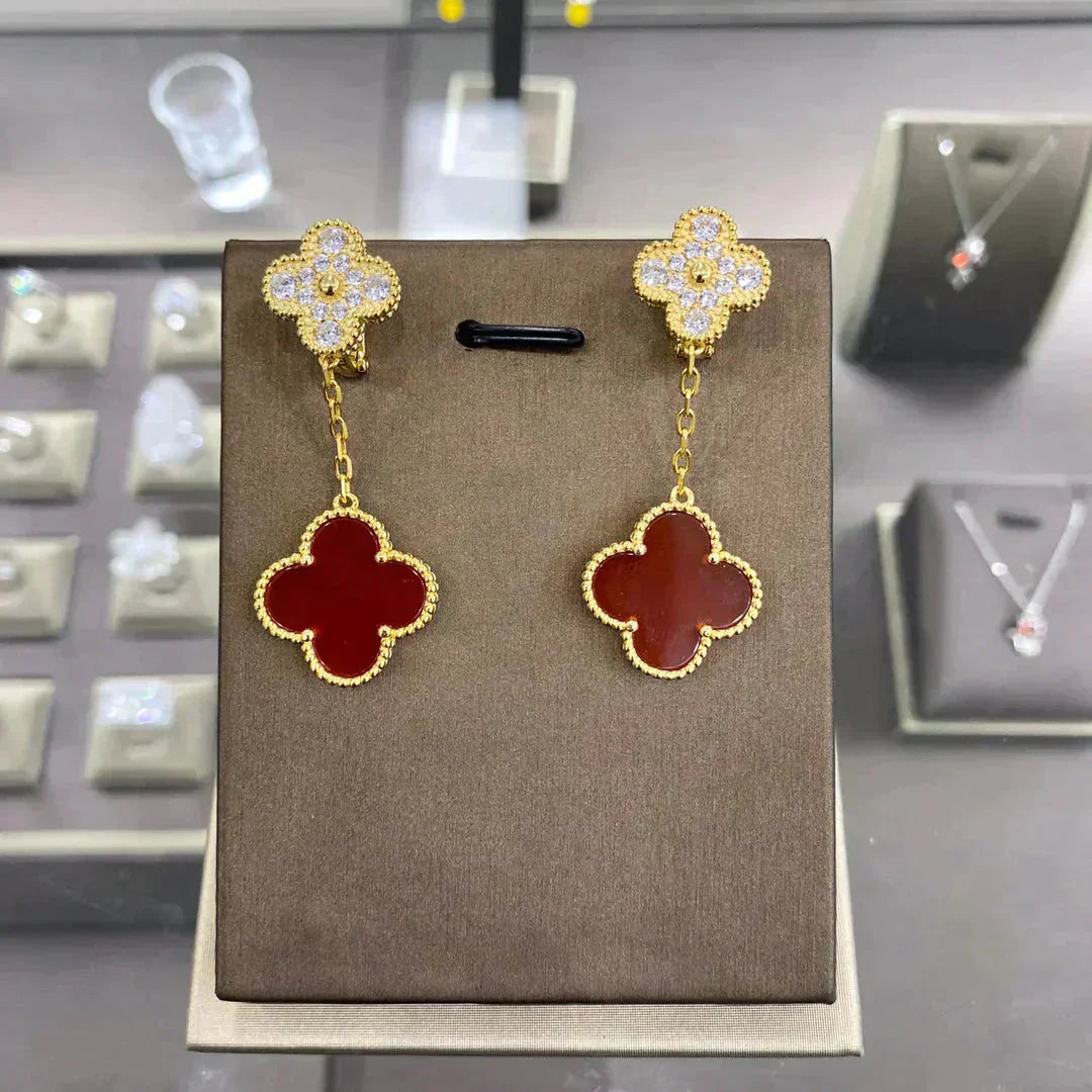 [Mystic Crown]CLOVER  2 MOTIFS  DIAMOND  EARRINGS (MULTIPLE CHOICESç´