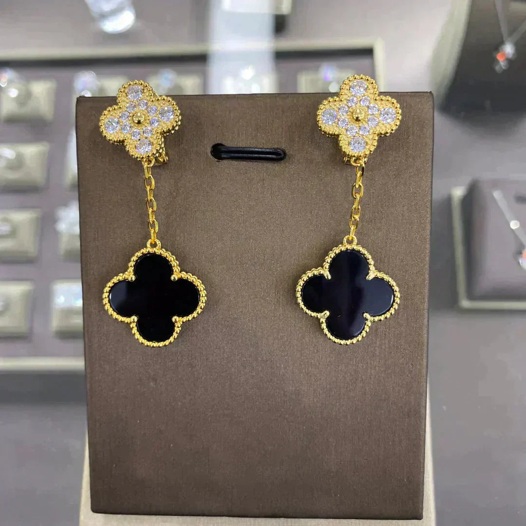 [Mystic Crown]CLOVER  2 MOTIFS  DIAMOND  EARRINGS (MULTIPLE CHOICESç´