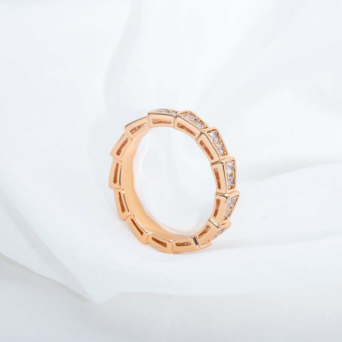 [Mystic Crown]SERPENTI RING PINK GOLD DIAMOND PAVED 3MM