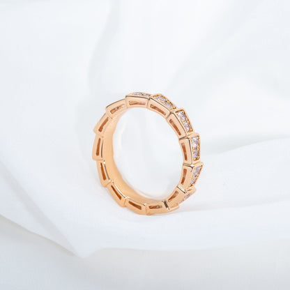[Mystic Crown]SERPENTI RING PINK GOLD DIAMOND PAVED 3MM